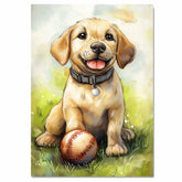 Labrador Baseball Sports Dog Wall Art for Kids Home Décor Gift Idea for Childrens  on Ready to Hang 1.5" Thick Canvas Wrap, Floating Framed Canvas, Flat Rolled Canvas